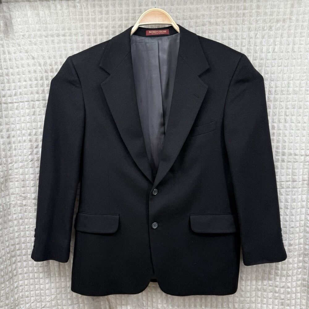 Nordstrom Loro Piana Blazer Jacket Men's 41 Regular Black 100% Vented Italy - Picture 2 of 6
